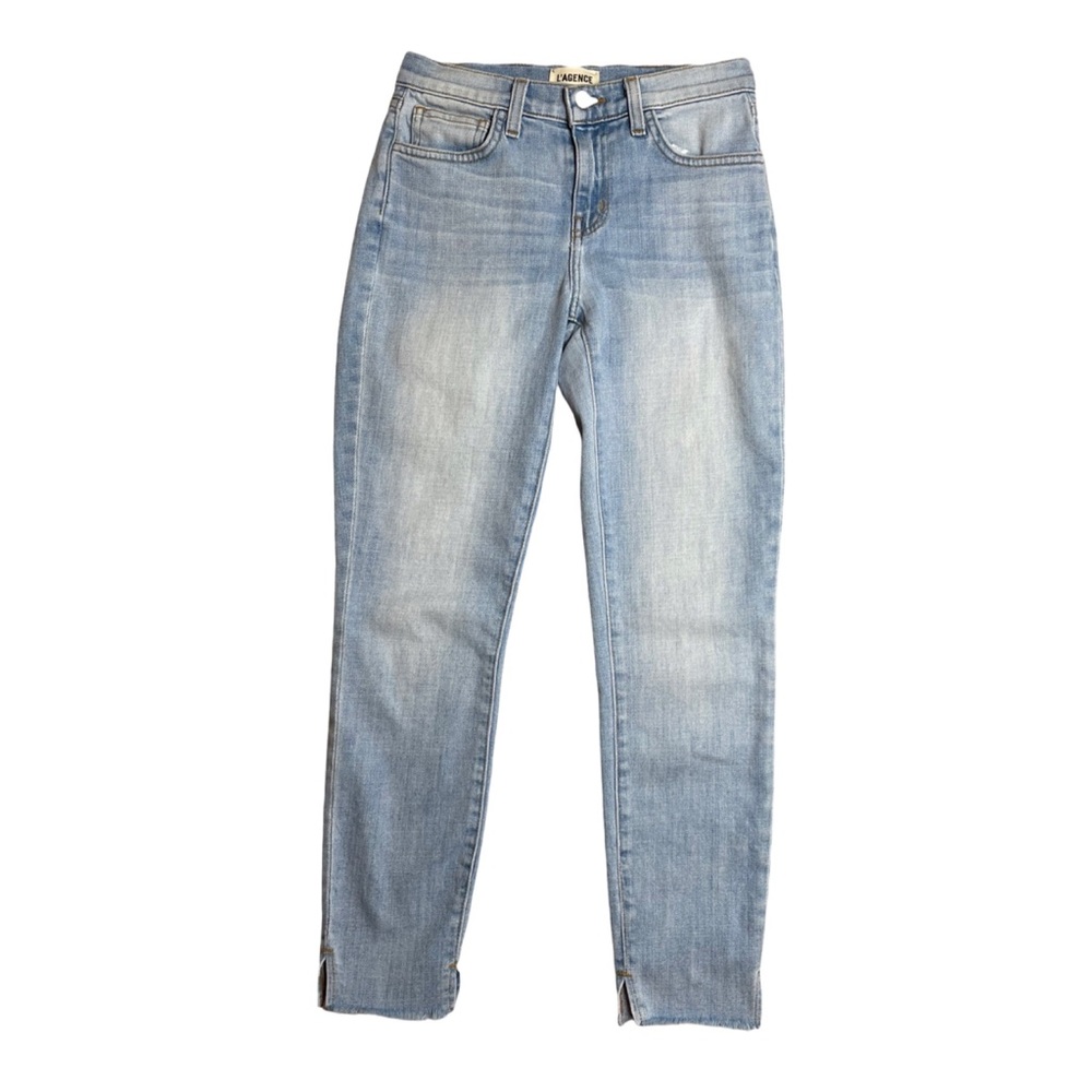 L'Agence Woman's Skinny Distressed Hem Jeans Blue‎ Size 24